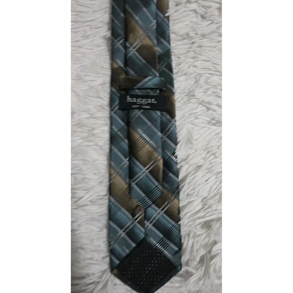 Haggar‎ Neck Tie Multicolored Geometric 100% Polyester 3.5x58 Inches